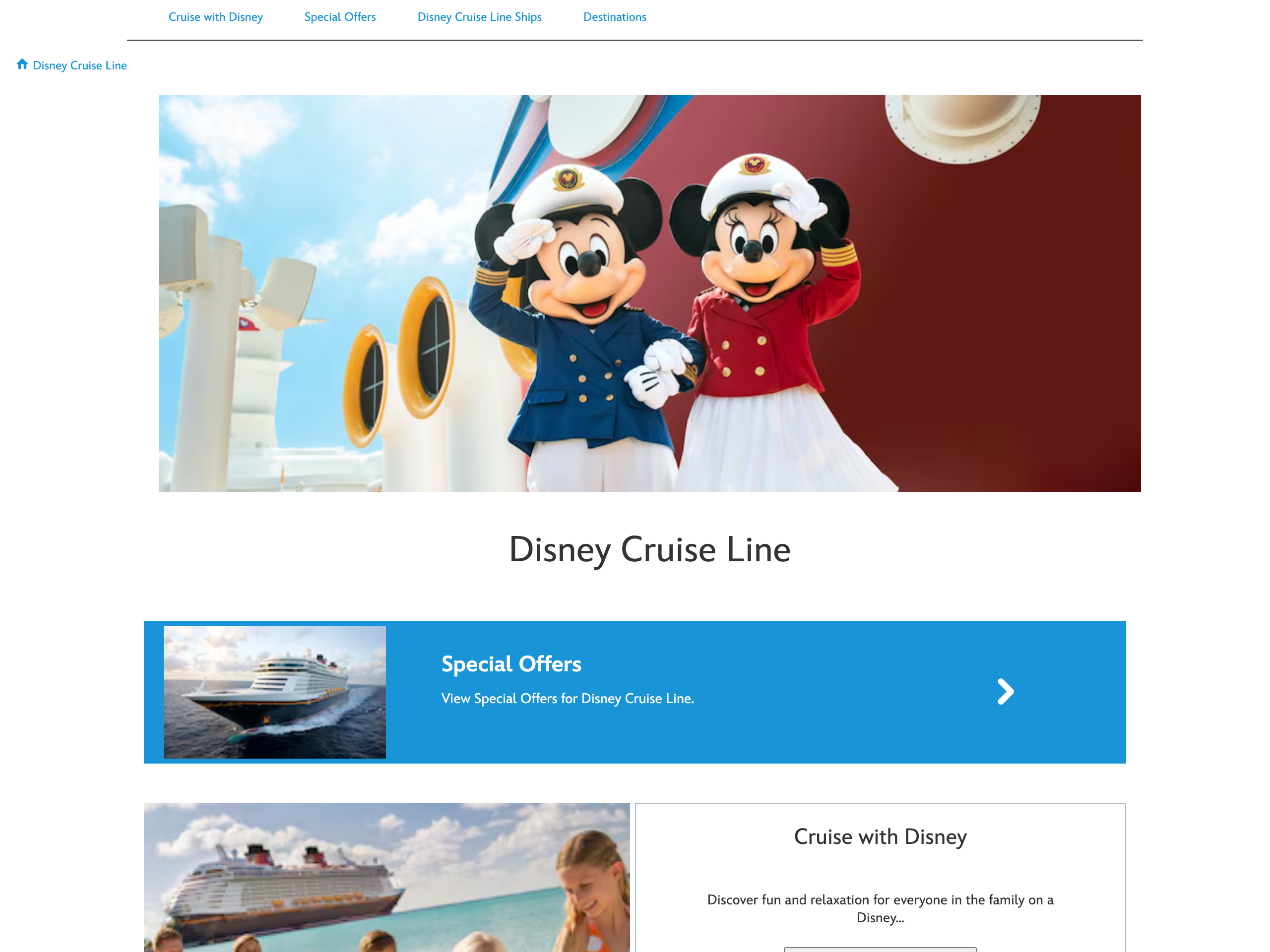 Preview of the Disney Cruise Line booking site